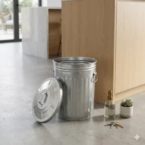 Indoor Galvanized Steel Trash Can Home Storage