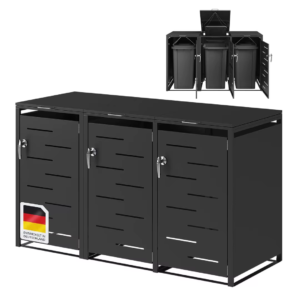 Outdoor Steel Trash Bin Enclosure with Open Doors