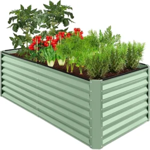 Rectangular Galvanized Metal Raised Garden Bed, Heavy-Duty