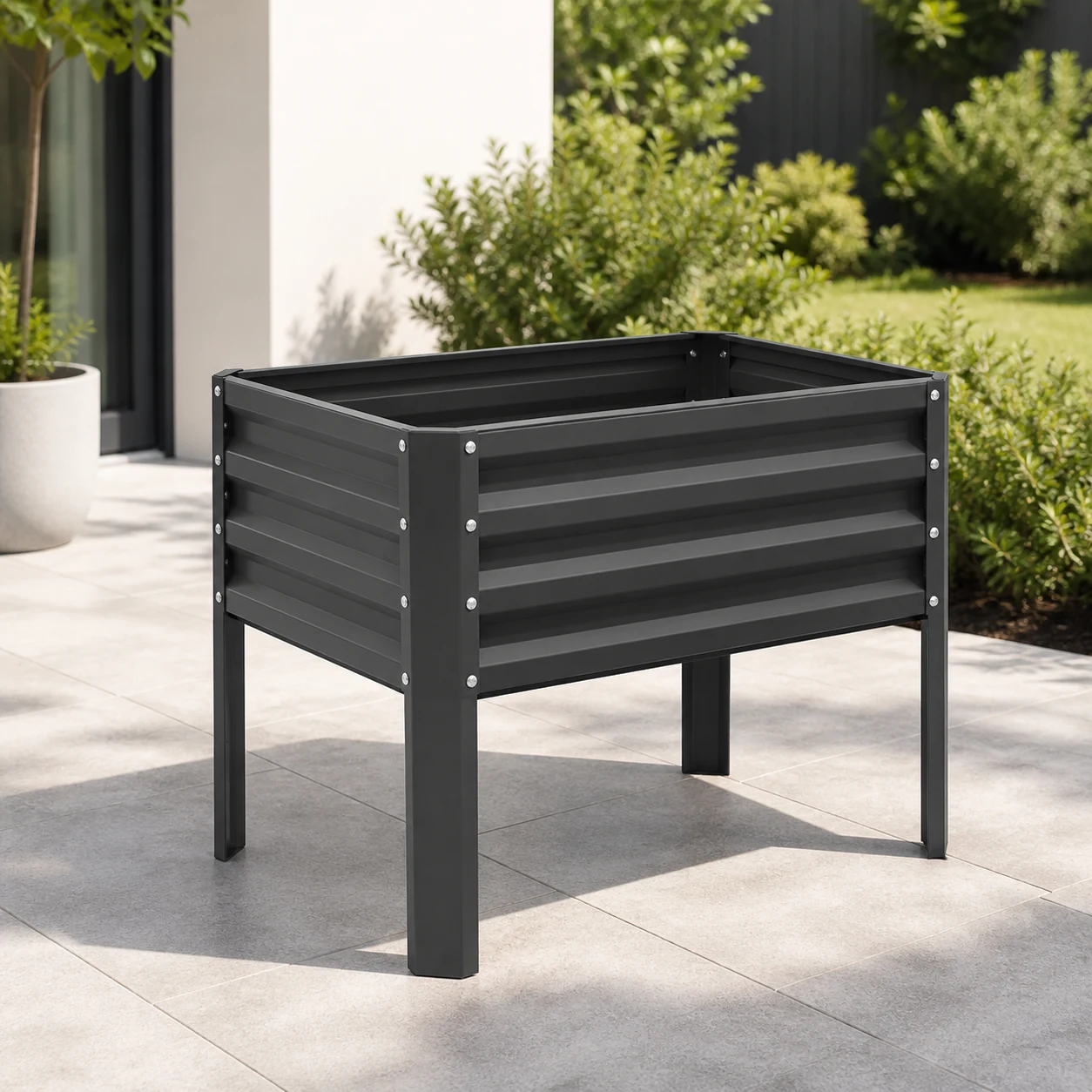 Outdoor Charcoal Elevated Raised Planter Bed Patio