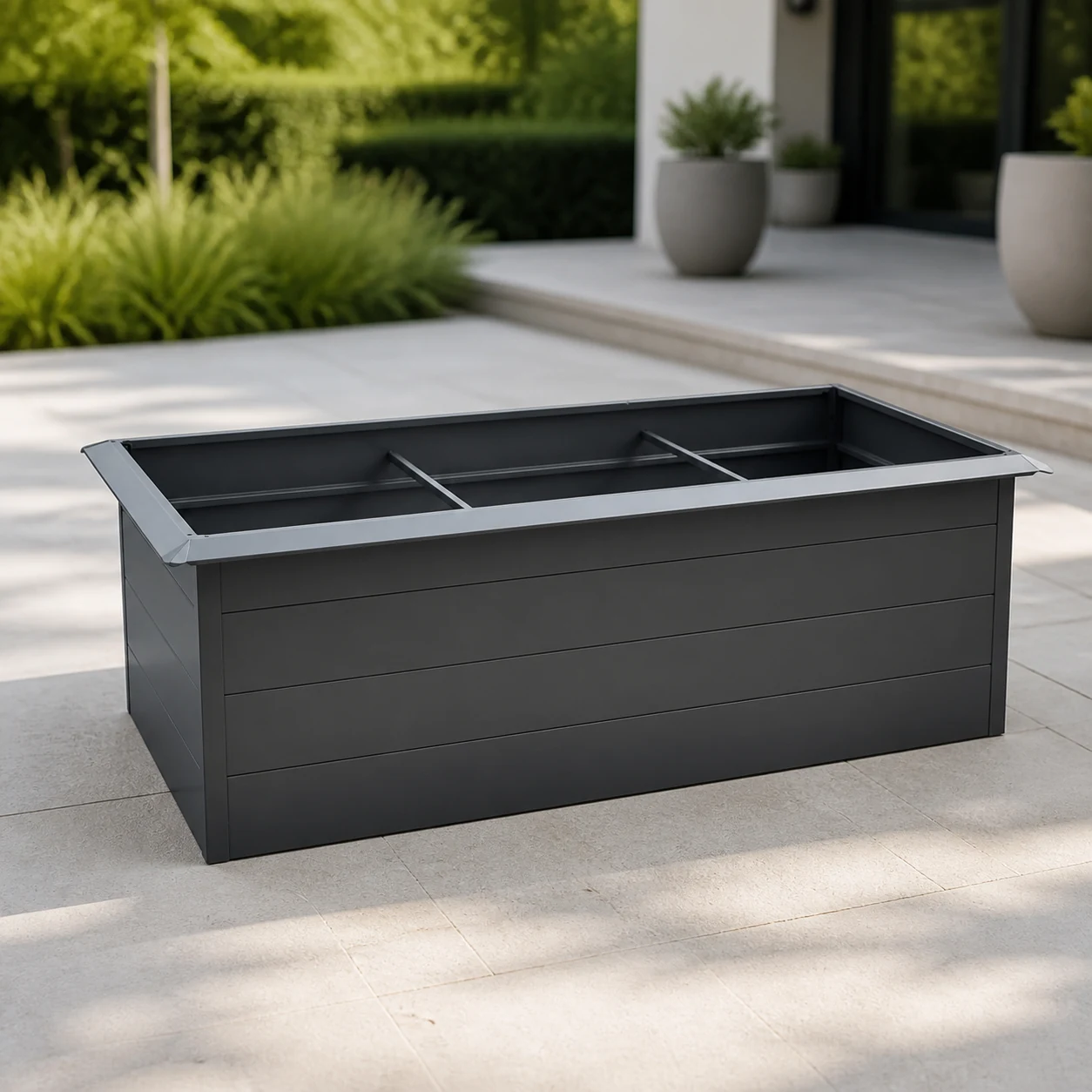 Outdoor Charcoal Metal Raised Planter Bed Patio