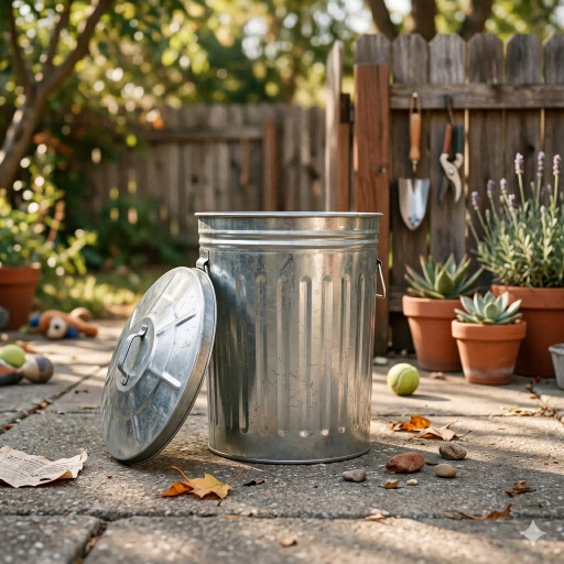Outdoor Galvanized Steel Trash Can with Lid