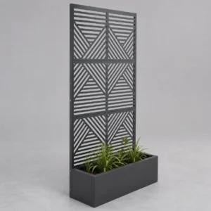 Geometric Metal Privacy Screen Planter Side View