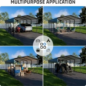 12 x 20 ft Heavy-Duty Metal Carport, Galvanized Steel gallery image
