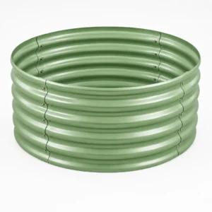 Round Galvanized Metal Raised Garden Bed, Corrugated Steel