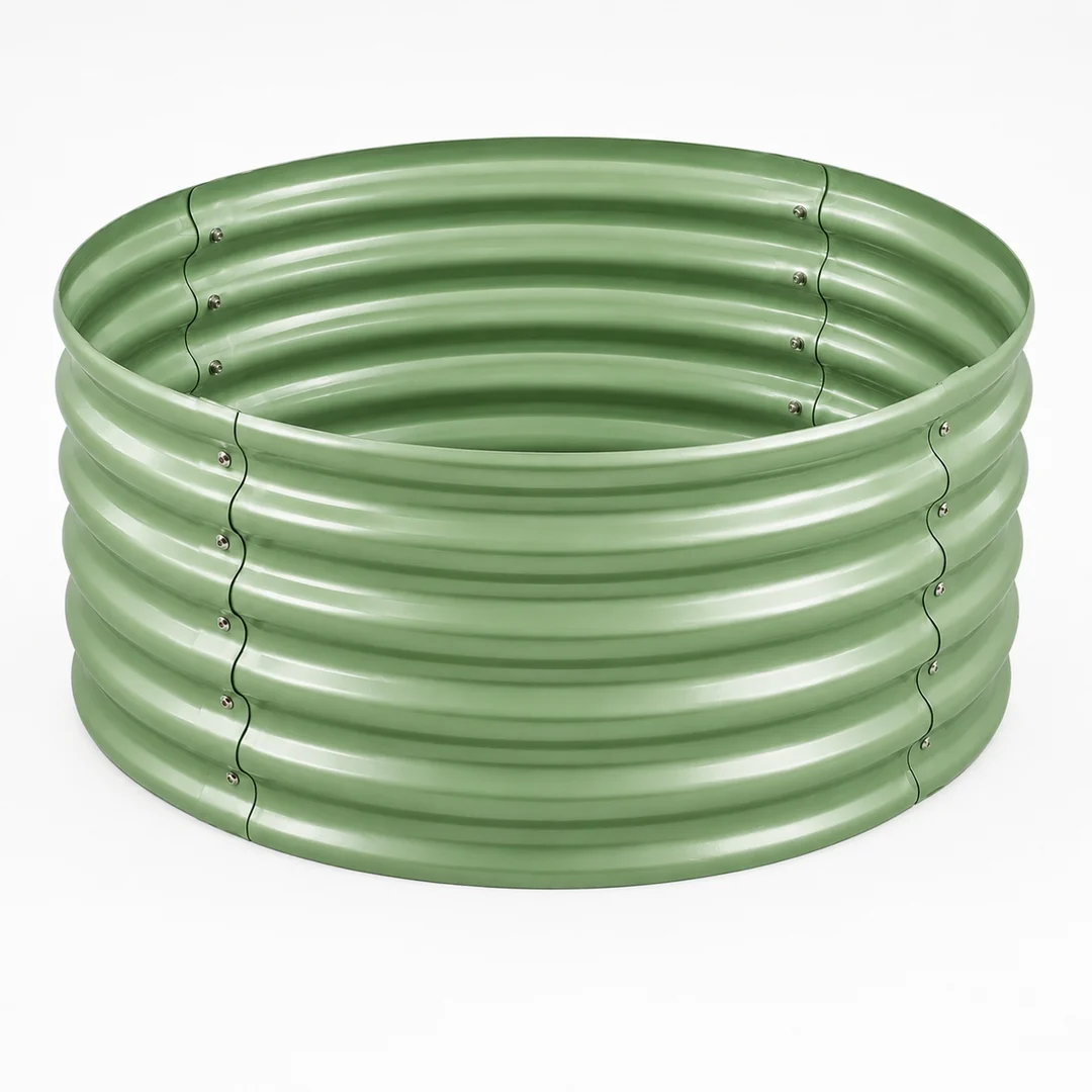 Green Corrugated Steel Raised Garden Bed