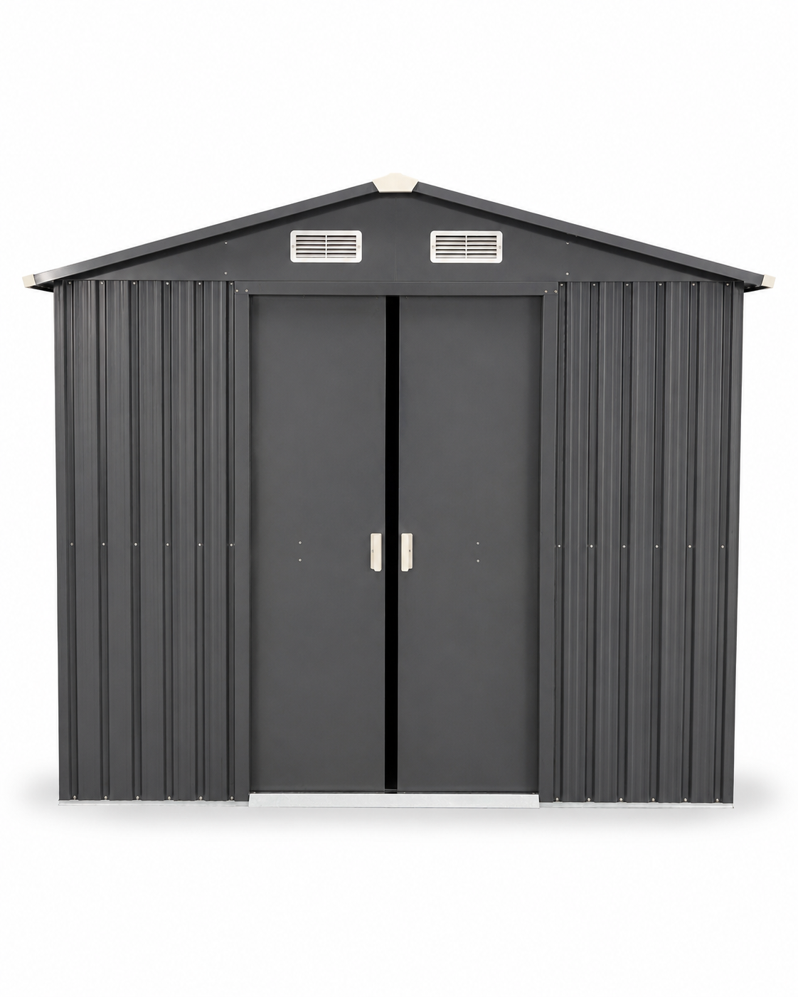 Dark Grey Metal Outdoor Storage Shed with Double Doors