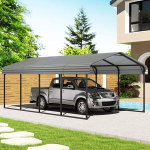 12x20 ft Metal Carport for Outdoor Vehicle Parking