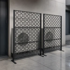 Galvanized Steel Geometric Lattice Privacy Screen gallery image