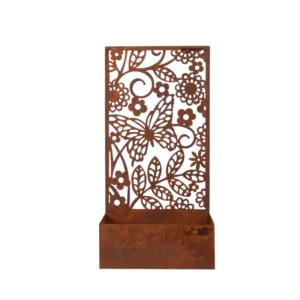 Corten Steel Planter with Butterfly Privacy Screen