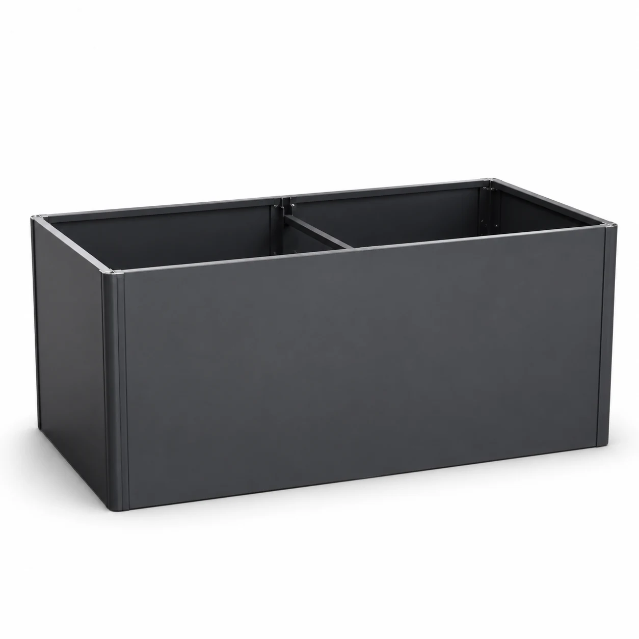 Charcoal Gray Metal Raised Garden Bed Front View
