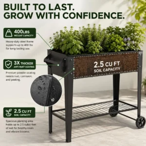 Heavy Duty Steel Elevated Raised Garden Bed Features