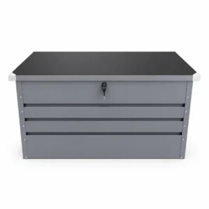 Gray Metal Outdoor Storage Box with Lock Front