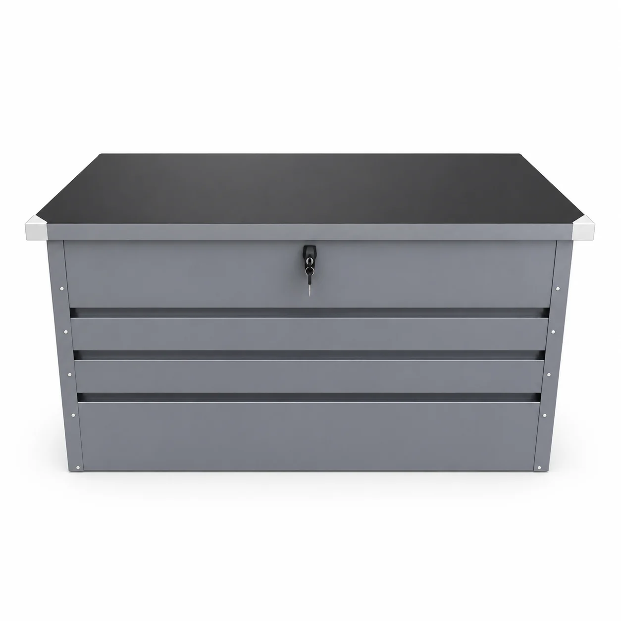 Gray Metal Outdoor Storage Box with Lock Front