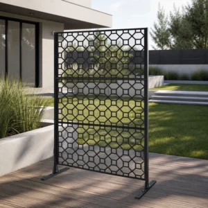 Galvanized Steel Geometric Lattice Privacy Screen gallery image