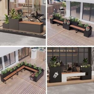 Outdoor Metal Planter Bench for Commercial Landscaping gallery image
