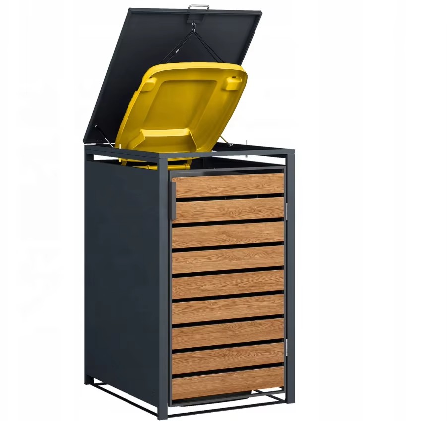 Metal Wheelie Bin Storage Enclosure with Lift-Up Lid