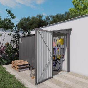 Lean to Garden Storage Shed Open Door Interior
