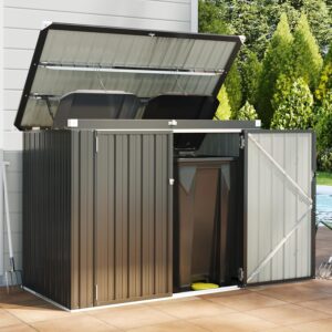 Outdoor Metal Trash Can Storage Shed