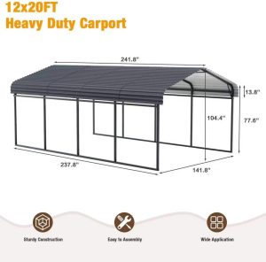12 X 20 Ft Metal Carport Size Dimensions