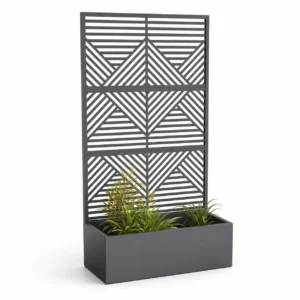 Charcoal Gray Metal Privacy Screen Planter
