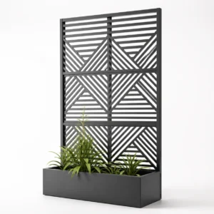 Laser Cut Privacy Screen Planter Angled View