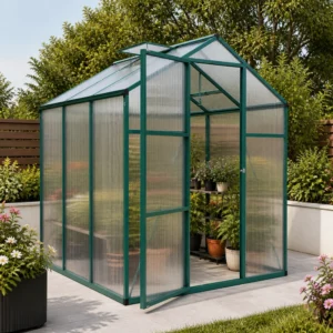 8×8 ft Polycarbonate Greenhouse with Aluminum Frame