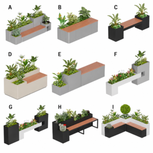 Outdoor Metal Planter Bench for Commercial Landscaping