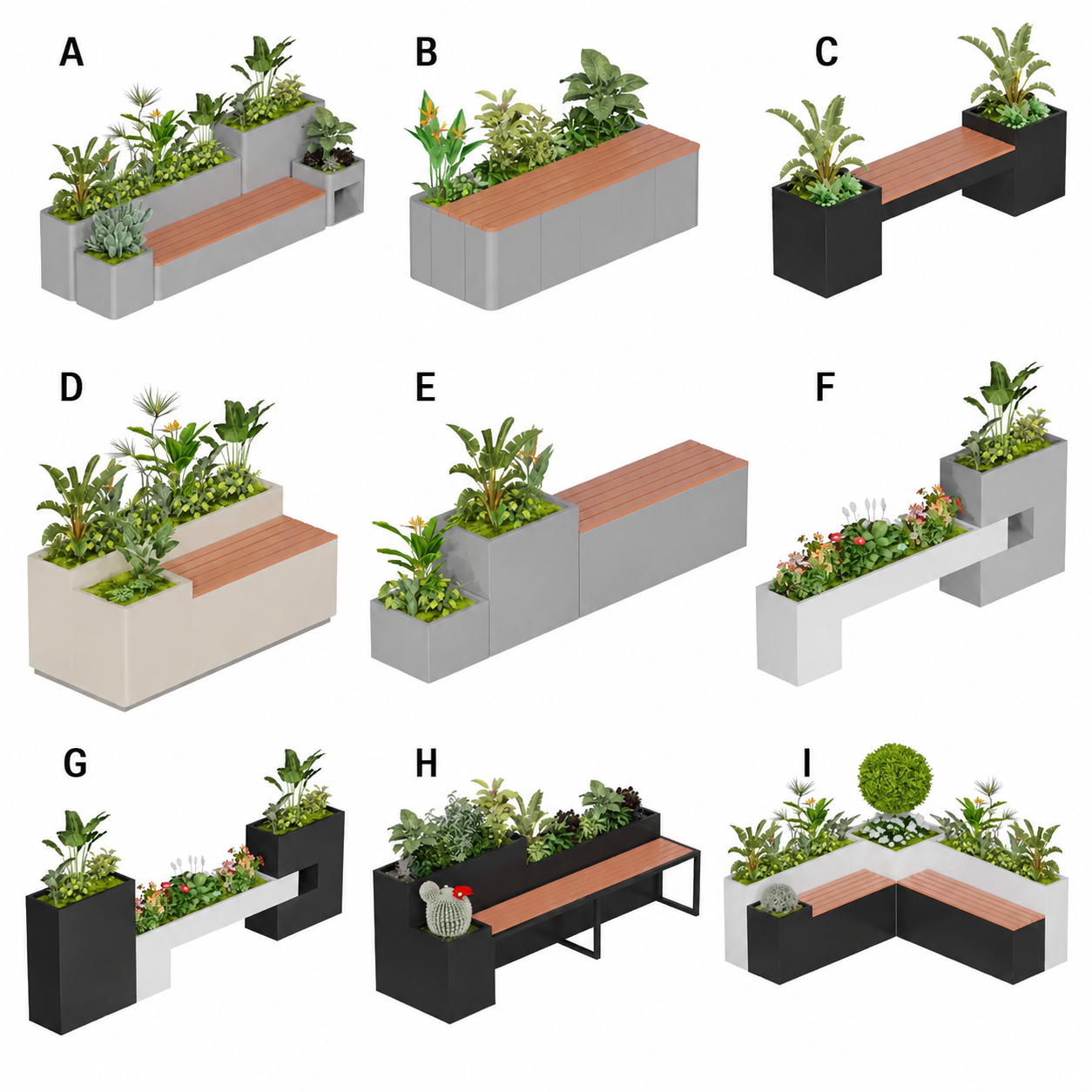 Outdoor Planter Bench Collection