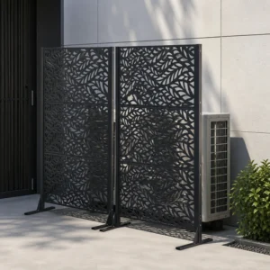 Galvanized Steel Leaf-Pattern Privacy Screen gallery image