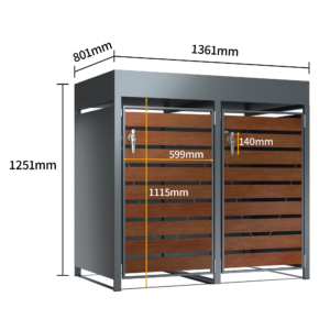 Galvanized Steel Wheelie Bin Enclosure with Planter Top gallery image