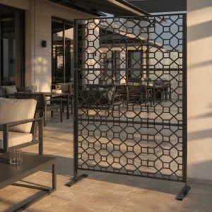 Galvanized Steel Geometric Lattice Privacy Screen gallery image