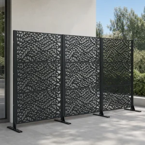 Galvanized Steel Leaf-Pattern Privacy Screen gallery image