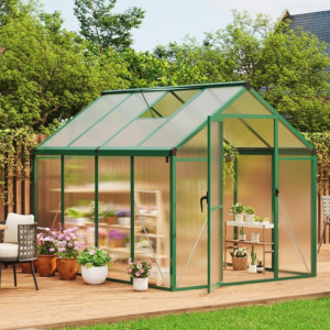 6x8ft aluminum polycarbonate greenhouse for backyard garden