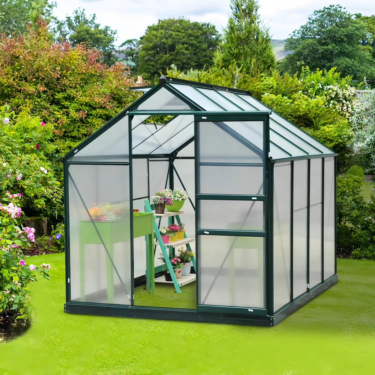 Outdoor polycarbonate greenhouses for garden use