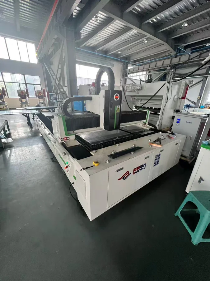 CNC fiber laser cutting commercial outdoor trash can components at YardAve factory