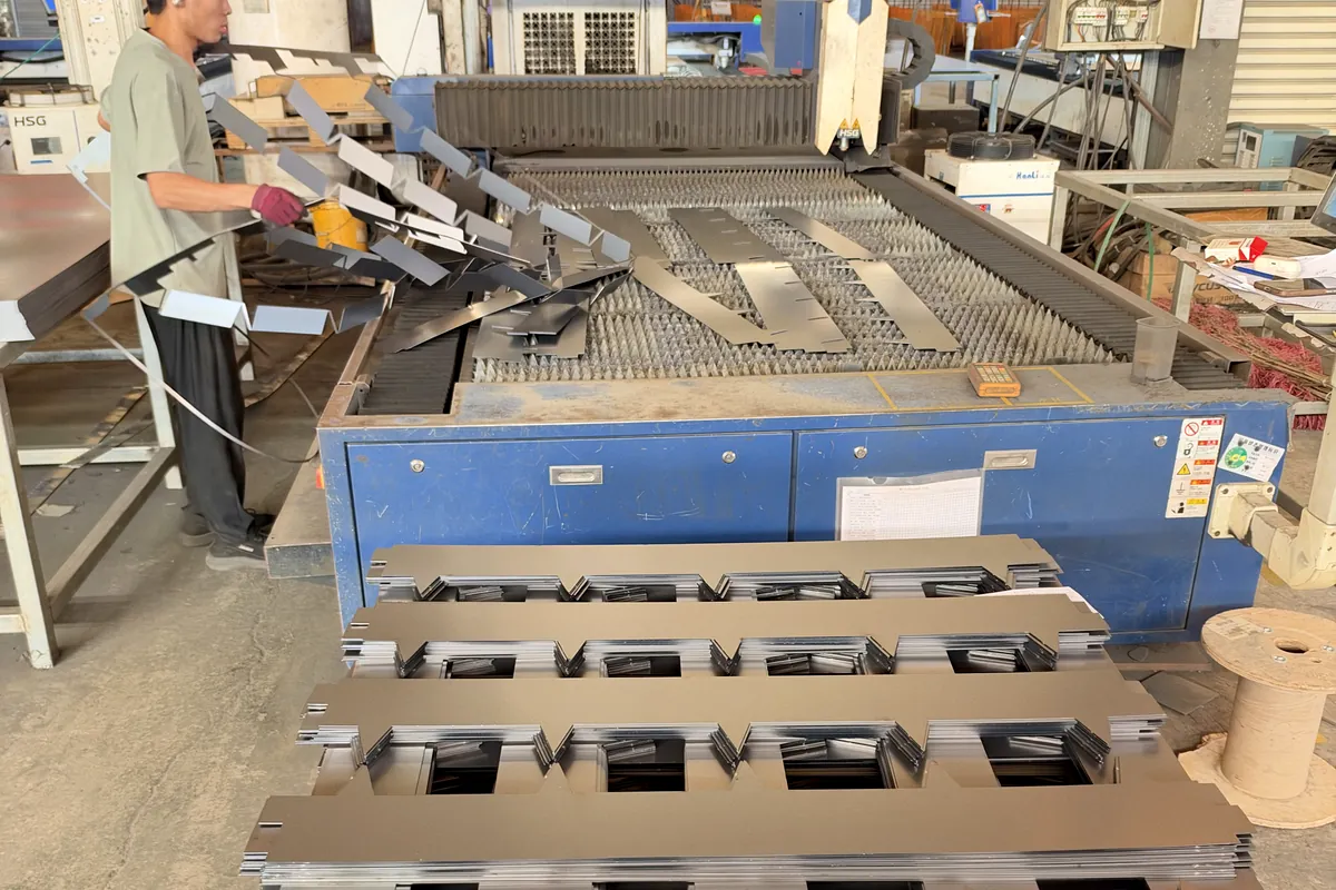 Corten steel planter CNC laser cutting and bending factory workshop at YardAve