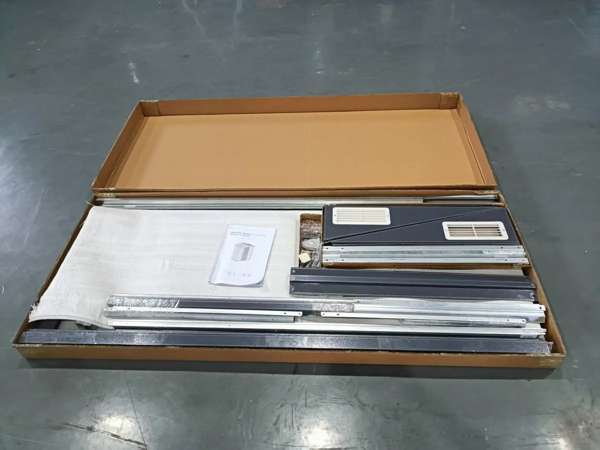Flat pack greenhouse export packaging cartons loaded on pallets for container shipping