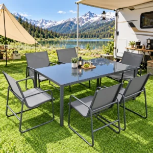 7-Piece Patio Dining Set with Textilene Sling Chairs