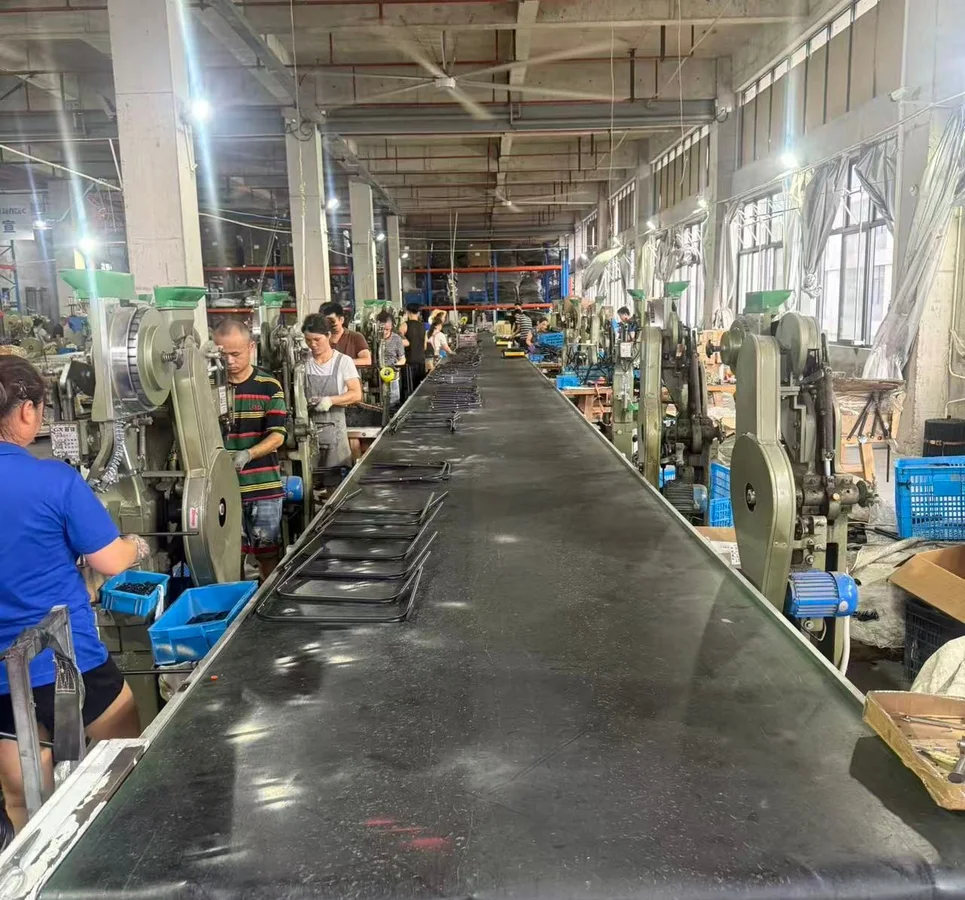 Continuous outdoor dining chair frame assembly line and factory workshop at YardAve