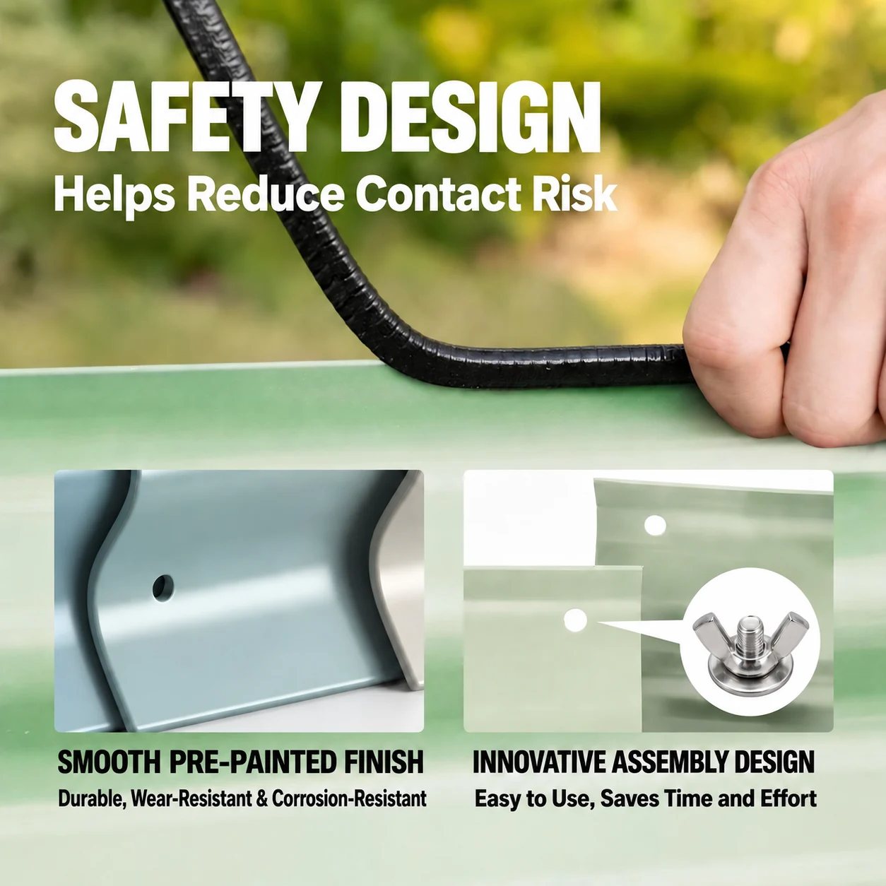 YardAve raised garden bed safety design with protective rubber edge trim